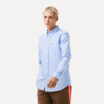 Men Lacoste V0ZN1466 Blue HBP Regular Fit Oxford Cotton Shirt