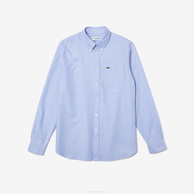 Men Lacoste V0ZN1466 Blue HBP Regular Fit Oxford Cotton Shirt - Image 4