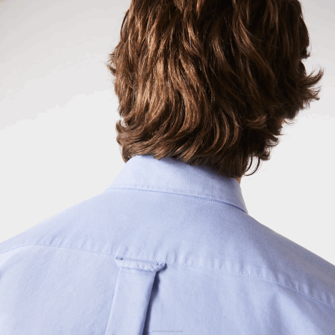 Men Lacoste V0ZN1466 Blue HBP Regular Fit Oxford Cotton Shirt - Image 5