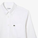 Men Lacoste V0ZN1467 White 001 Regular Fit Oxford Cotton Shirt - Image 2