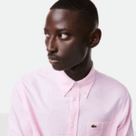 Men Lacoste V0ZN1468 Light Pink ADY Regular Fit Oxford Cotton Shirt - Image 2