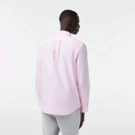 Men Lacoste V0ZN1468 Light Pink ADY Regular Fit Oxford Cotton Shirt - Image 3