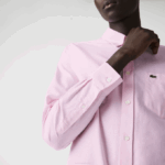 Men Lacoste V0ZN1468 Light Pink ADY Regular Fit Oxford Cotton Shirt - Image 6