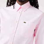Men Lacoste V0ZN1468 Light Pink ADY Regular Fit Oxford Cotton Shirt - Image 7