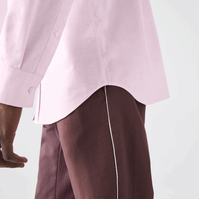 Men Lacoste V0ZN1468 Light Pink ADY Regular Fit Oxford Cotton Shirt - Image 8