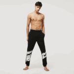 Men Lacoste V0ZN1469 Black White 258 Crocodile Design Cotton Fleece Blend Indoor Pants