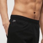 Men Lacoste V0ZN1469 Black White 258 Crocodile Design Cotton Fleece Blend Indoor Pants - Image 4