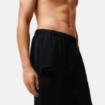 Men Lacoste V0ZN1476 Black C31 Cotton Fleece Lounge Joggers - Image 2