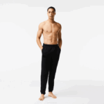 Men Lacoste V0ZN1476 Black C31 Cotton Fleece Lounge Joggers
