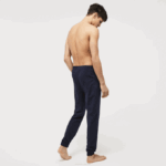 Men Lacoste V0ZN1477 Navy Blue 423 Cotton Fleece Lounge Joggers - Image 2