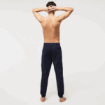 Men Lacoste V0ZN1477 Navy Blue 423 Cotton Fleece Lounge Joggers - Image 3