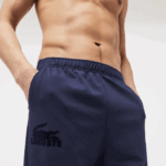 Men Lacoste V0ZN1477 Navy Blue 423 Cotton Fleece Lounge Joggers - Image 4