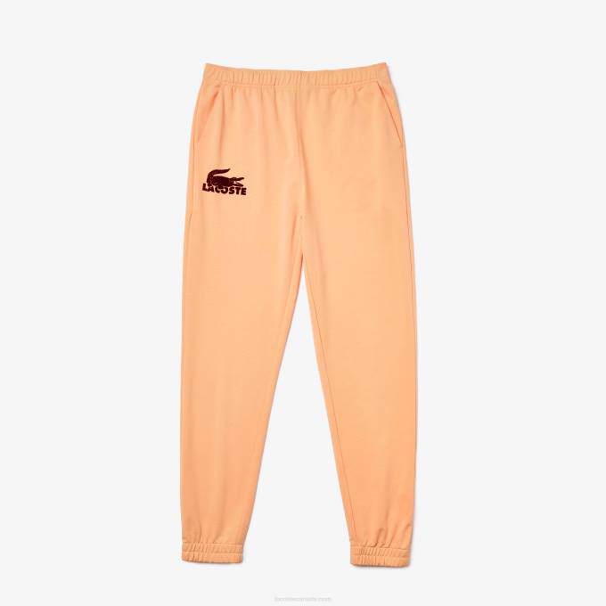 Men Lacoste V0ZN1478 Light Orange Bordeaux RZ6 Cotton Fleece Lounge Joggers - Image 2