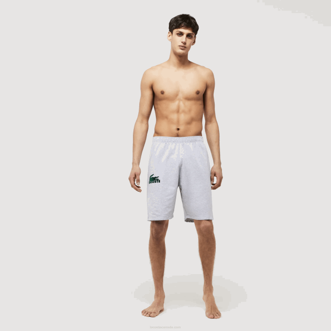 men_lacoste_v0zn1479_grey_chine_green_y9k_velour_crocodile_cotton_fleece_lounge_shorts.png Men Lacoste V0ZN1479 Grey Chine Green Y9K Velour Crocodile Cotton Fleece Lounge Shorts - Image 1