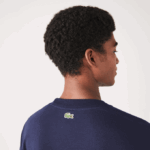 Men Lacoste V0ZN147 Black/White HHW Relaxed Fit Tone-On-Tone Branded Cotton T-Shirt - Image 5