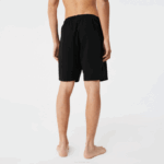 Men Lacoste V0ZN1480 Black C31 Velour Crocodile Cotton Fleece Lounge Shorts - Image 3