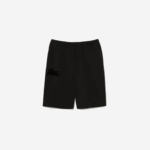 Men Lacoste V0ZN1480 Black C31 Velour Crocodile Cotton Fleece Lounge Shorts - Image 5
