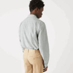 Men Lacoste V0ZN1486 White Green 737 Regular Fit Cotton Poplin Shirt - Image 3