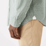Men Lacoste V0ZN1486 White Green 737 Regular Fit Cotton Poplin Shirt - Image 6