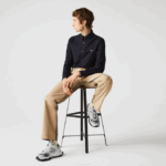 Men Lacoste V0ZN1487 Navy Blue HDE Slim Fit Stretch Cotton Poplin Shirt