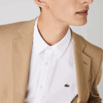 Men Lacoste V0ZN1488 White 001 Slim Fit Stretch Cotton Poplin Shirt - Image 6
