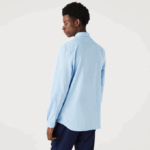 Men Lacoste V0ZN1489 Blue HBP Slim Fit Stretch Cotton Poplin Shirt - Image 3