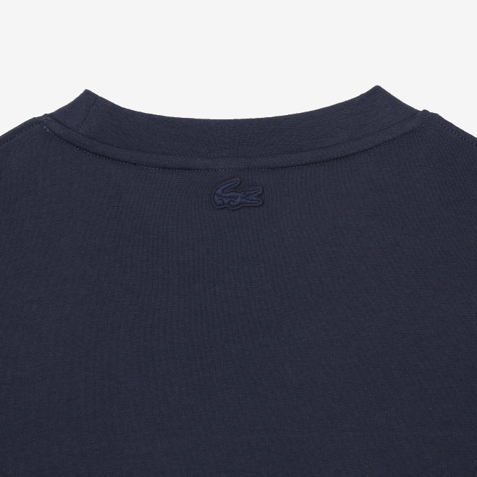 Men Lacoste V0ZN148 Blue XIE Loose Fit Long Sleeve Printed T-Shirt - Image 5