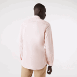 Men Lacoste V0ZN1490 Light Pink ADY Slim Fit Stretch Cotton Poplin Shirt - Image 3