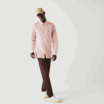 Men Lacoste V0ZN1490 Light Pink ADY Slim Fit Stretch Cotton Poplin Shirt - Image 5