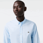 Men Lacoste V0ZN1493 Blue HBP Regular Fit Premium Cotton Shirt - Image 2