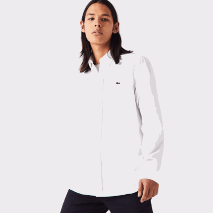 Men Lacoste V0ZN1494 White 001 Regular Fit Premium Cotton Shirt