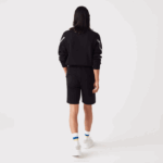 Men Lacoste V0ZN1497 Black 031 Printed Bands Brushed Fleece Shorts - Image 3