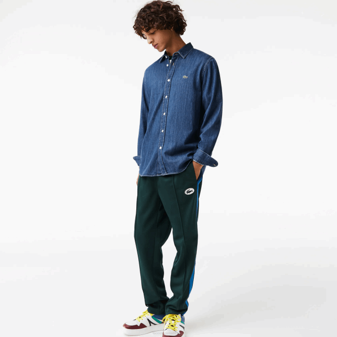 Men Lacoste V0ZN1502 Blue CDZ Regular Fit Organic Cotton Denim Shirt - Image 2
