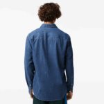 Men Lacoste V0ZN1502 Blue CDZ Regular Fit Organic Cotton Denim Shirt - Image 3