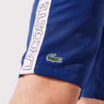 Men Lacoste V0ZN1505 Blue White EMJ SPORT Branded Side Bands Shorts - Image 2