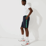 Men Lacoste V0ZN1506 Navy Blue Green MR0 SPORT Branded Side Bands Shorts