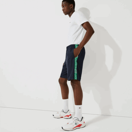 Men Lacoste V0ZN1506 Navy Blue Green MR0 SPORT Branded Side Bands Shorts
