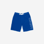 Men Lacoste V0ZN1512 Blue White EMJ Branded Cotton Fleece Indoor Shorts