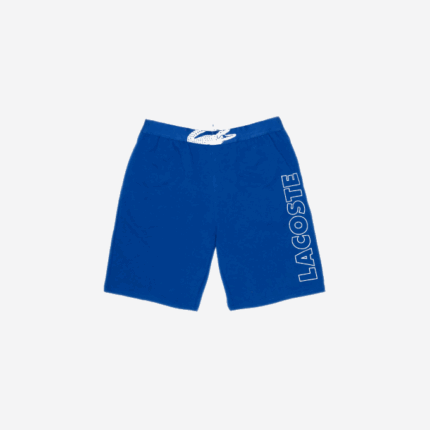 Men Lacoste V0ZN1512 Blue White EMJ Branded Cotton Fleece Indoor Shorts