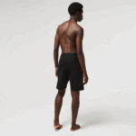 Men Lacoste V0ZN1513 Black White 258 Branded Cotton Fleece Indoor Shorts - Image 3