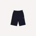 Men Lacoste V0ZN1516 Navy Blue Yellow 144 Color-Block Brushed Fleece Shorts - Image 5