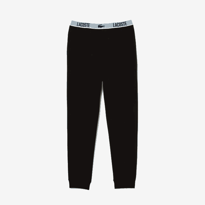 Men Lacoste V0ZN1523 Black 031 Branded Waist Crocodile Print Pajama Pants - Image 5