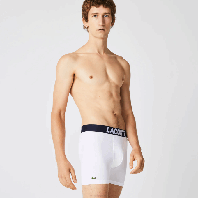 Men Lacoste V0ZN1524 Grey Chine Navy Blue White 5KC Nautical Print Boxer Brief 3-Pack - Image 6