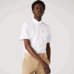 Men Lacoste V0ZN1526 White 001 Regular Fit Oxford Cotton Shirt