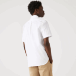 Men Lacoste V0ZN1526 White 001 Regular Fit Oxford Cotton Shirt - Image 3