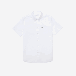 Men Lacoste V0ZN1526 White 001 Regular Fit Oxford Cotton Shirt - Image 5