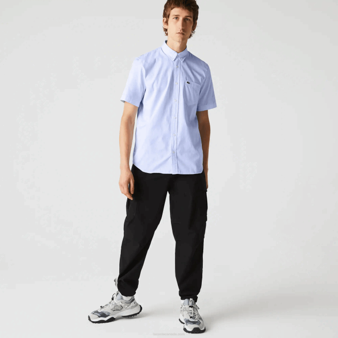 Men Lacoste V0ZN1527 Blue HBP Regular Fit Oxford Cotton Shirt - Image 5
