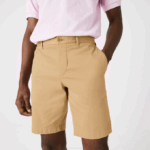 Men Lacoste V0ZN1529 Beige 02S Slim Fit Stretch Cotton Bermuda Shorts - Image 2