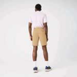 Men Lacoste V0ZN1529 Beige 02S Slim Fit Stretch Cotton Bermuda Shorts - Image 3