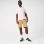 Men Lacoste V0ZN1529 Beige 02S Slim Fit Stretch Cotton Bermuda Shorts - Image 4